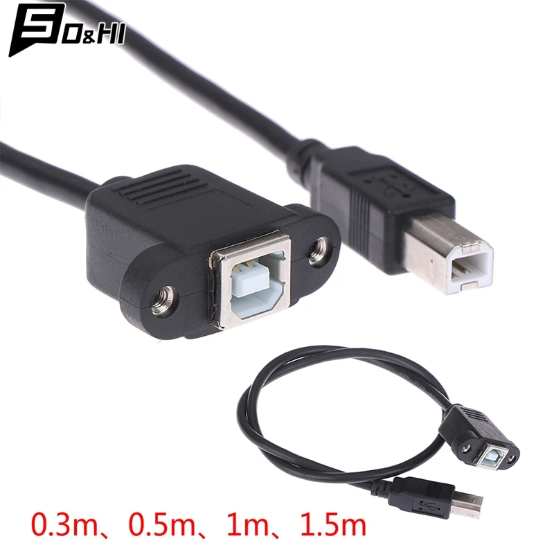 USB 2.0 Type B Male to Type B Female Printer Extension Cable With Panel Mount Screw Hole 30cm Male to Female M/F Extension Cable