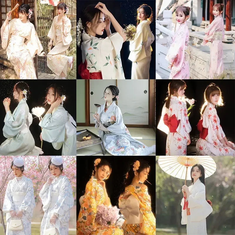 Sakura Girl Kimono Dress Japanese Style Yukata Bathrobe Women Floral Print Haori Japan Uniform Cosplay Costume Party Short G MN3