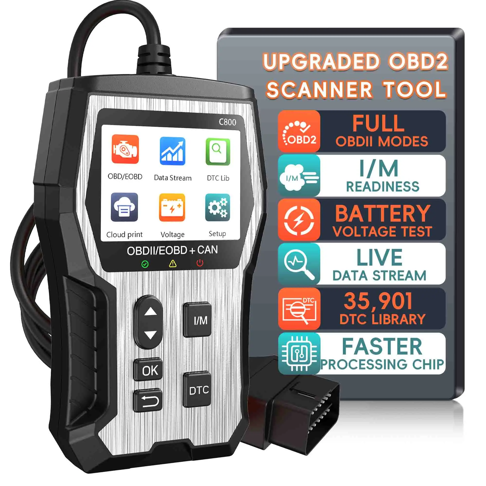 

Professional OBD2 Scanner Diagnostic Tool Check Engine Code Reader EOBD/OBDII Scanner，Auto Check Engine Enhanced Diagnostic Tool