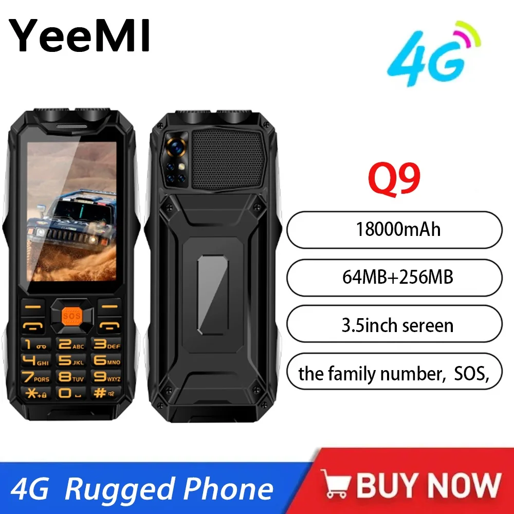 YEEMI Q9 GSM 4G Прочный сетевой мобильный телефон 2 SIM-карты Прочный панельный мобильный телефон 3
