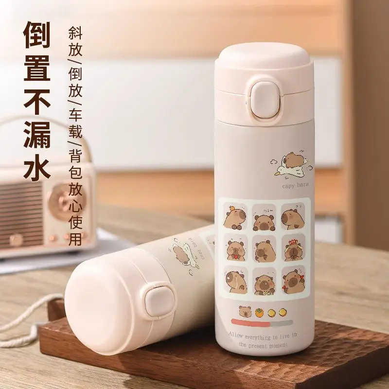 

Capibala 400ML Water Bottle Capybara Insulated Cup Children's Water Cup Capybara Stainless Steel Vacuum Cup Gradient Pink Blue