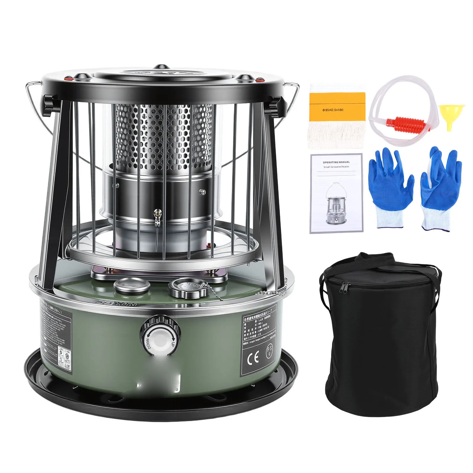 

Керосиновый обогреватель с регулируемой высотой, неэлектрический, портативный, 2-в-1: печь-обогреватель для кемпинга и гаража