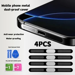 4 Pcs Metal Dustproof Stickers for iPhone 16 15 14 13 12 Series Speaker Guard Easy Install Sound Preserve Light Water Resistant
