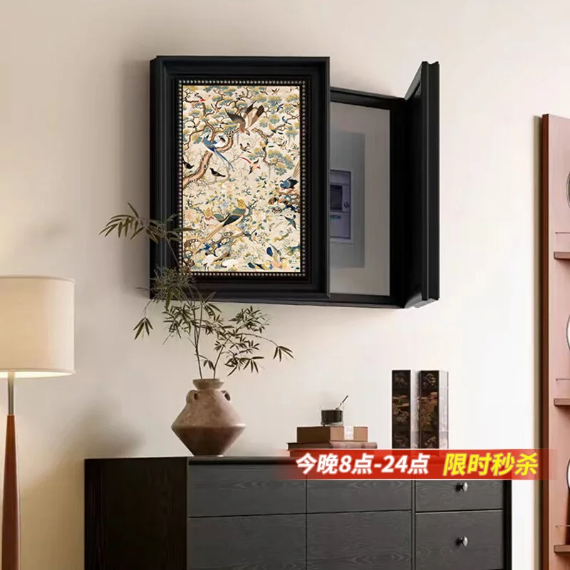 Swallow double door meter box decorative painting French medieval restaurant switch mural distribution box cover ugly hanging pa