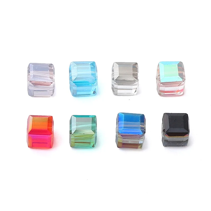 10pcs Fashion Square Beads Glass Cube Loose Bead 1mm Hole DIY Handmade for Jewelry Making Bracelet Necklace Accessories