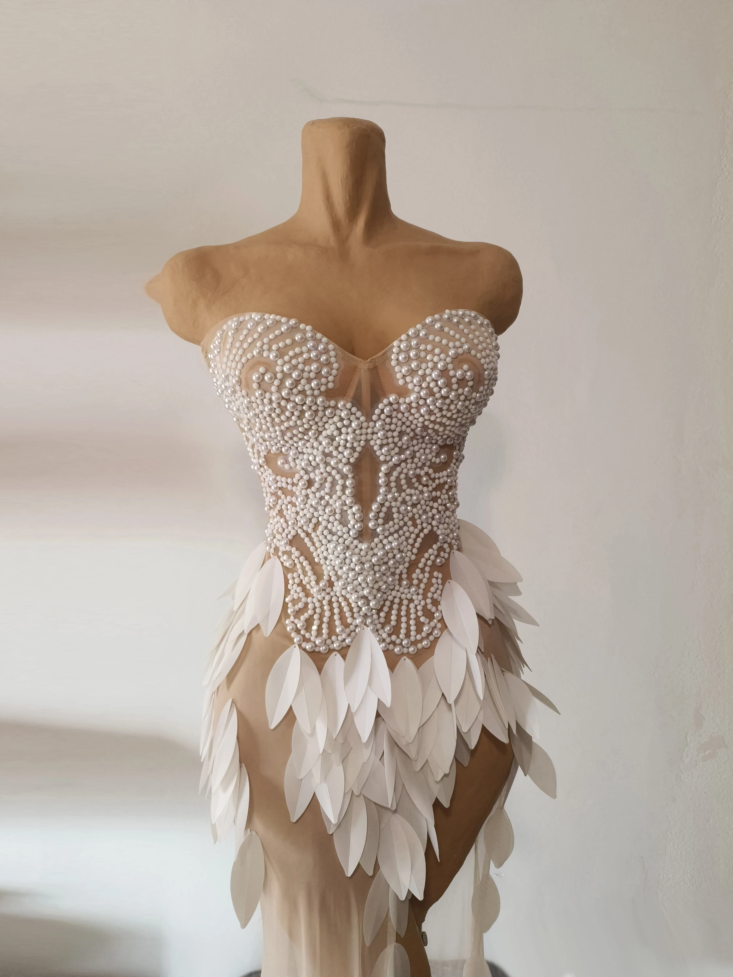 Abito lungo maxi senza spalline bianco eleganza da donna sexy maglia trasparente compleanno sera festa servizio fotografico abiti da sposa