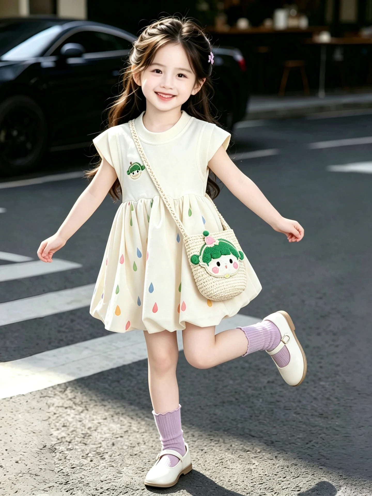 Saia Estilo Princesa para Meninas, Nova Chegada Primavera Verão, Vestido Doce para Bebês e Crianças, Conjunto de Verão para M...