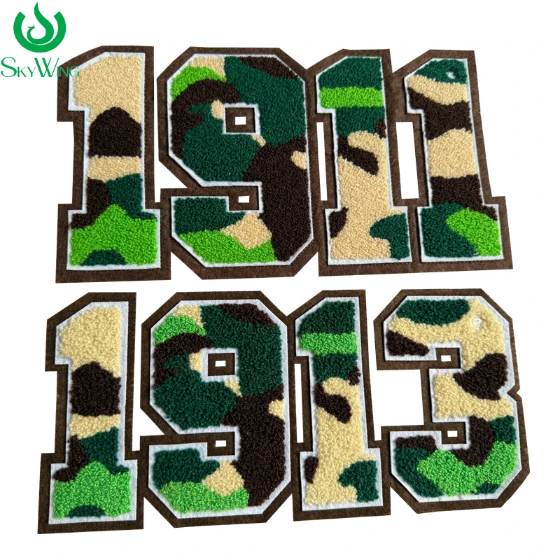 1911, 1913 Chenille Camo Number Patch Set for Sorority and Fraternity Camo Jacket