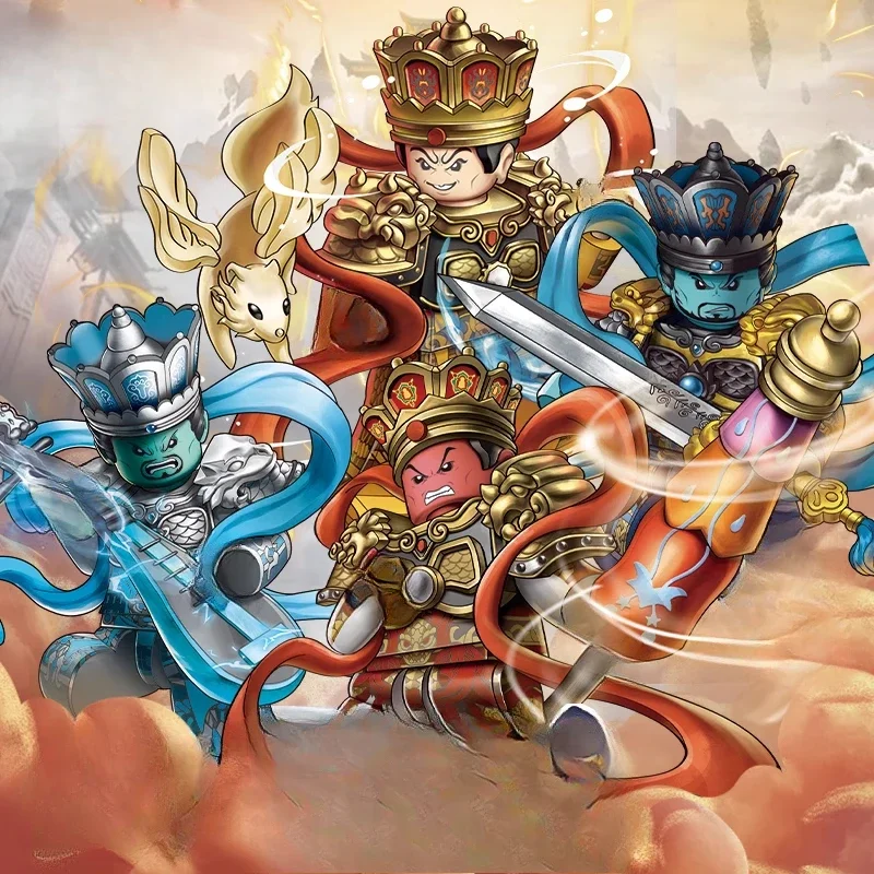 

NewBlack Myth Wu Kong Series Four Heavenly Kings Building Blocks Models Ornaments Children's Educational Put-together Toys Gifts