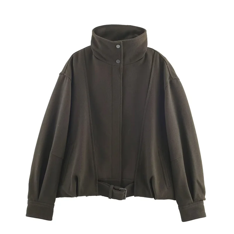 

Women's Jacket 2025 Autumn New Style Dark Green Long Sleeve Loose-Fit Pilot Jacket Casual Fashion Versatile