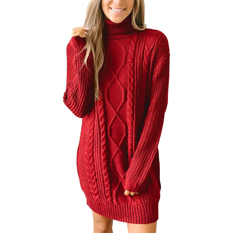 

New Women's Jumpers Long Sleeve Crew Neck Knitted Pullovers Long Sweaters