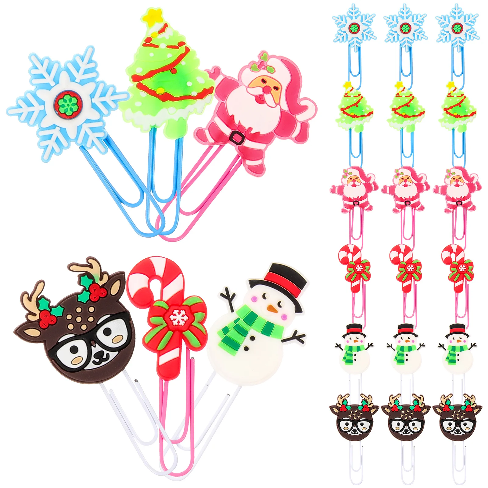 24 Pcs Christmas Tree Decoration Bookmark Clip Hairpins Shape Paper Clips Paperclip Pvc Holiday Bookmarks for