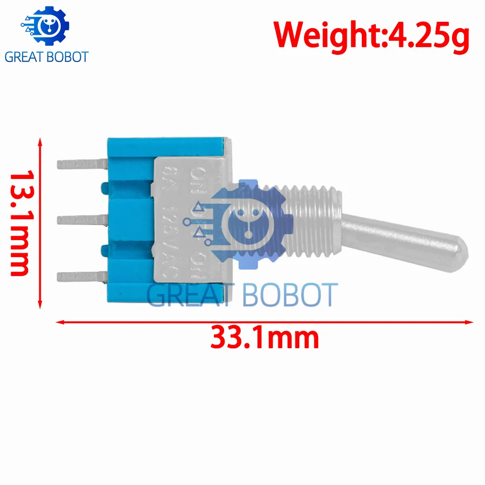 1PCS BS MTS-103/MTS-102 Toggle Switch: 3Pin Latching (ON-OFF-ON/ON-OFF) – AC 125V/6A 250V/3A, DIY Car Power Button