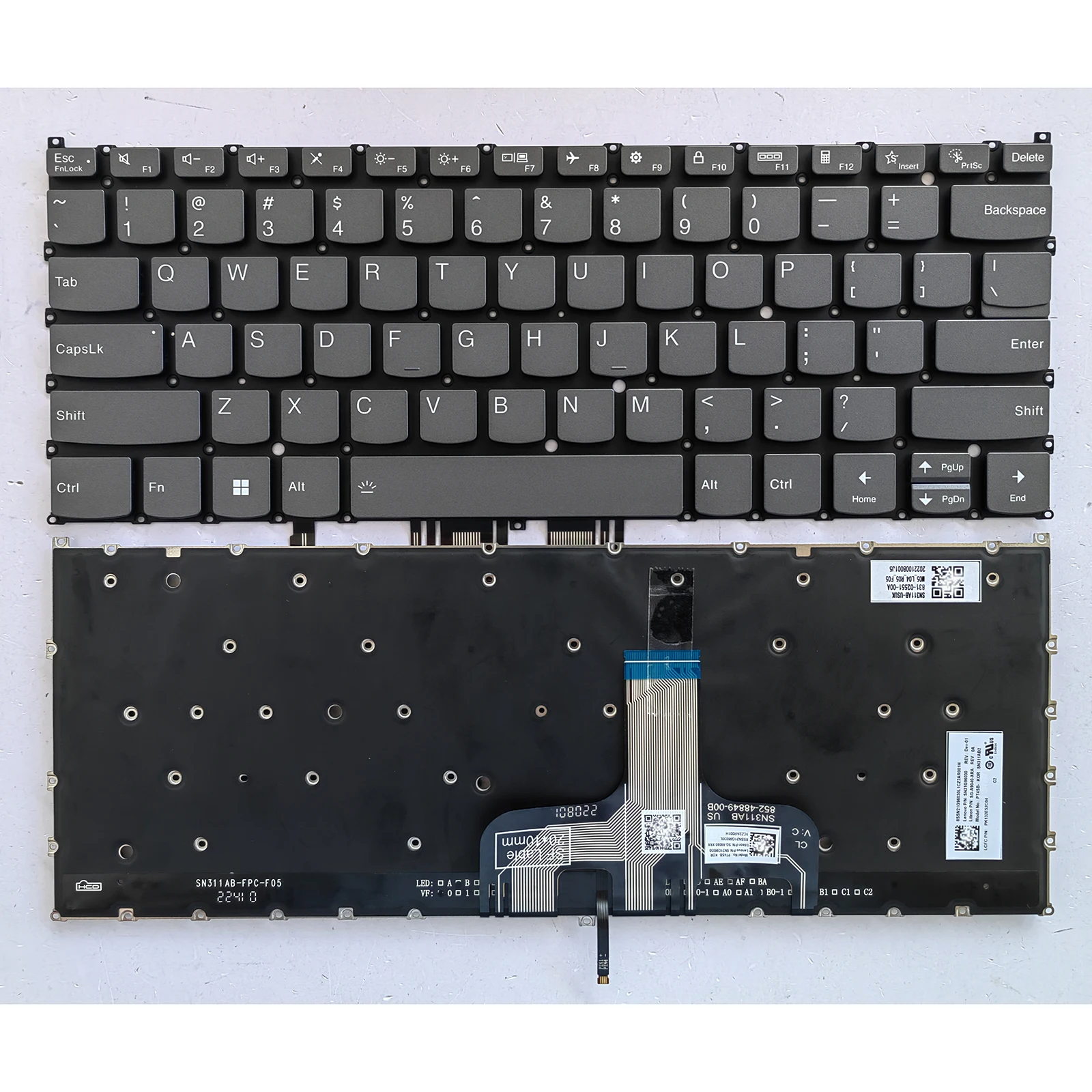 for Lenovo YOGA 7 14AC Yoga 7 ProX 14ARH7 US Backlit Gray Laptop Keyboard
