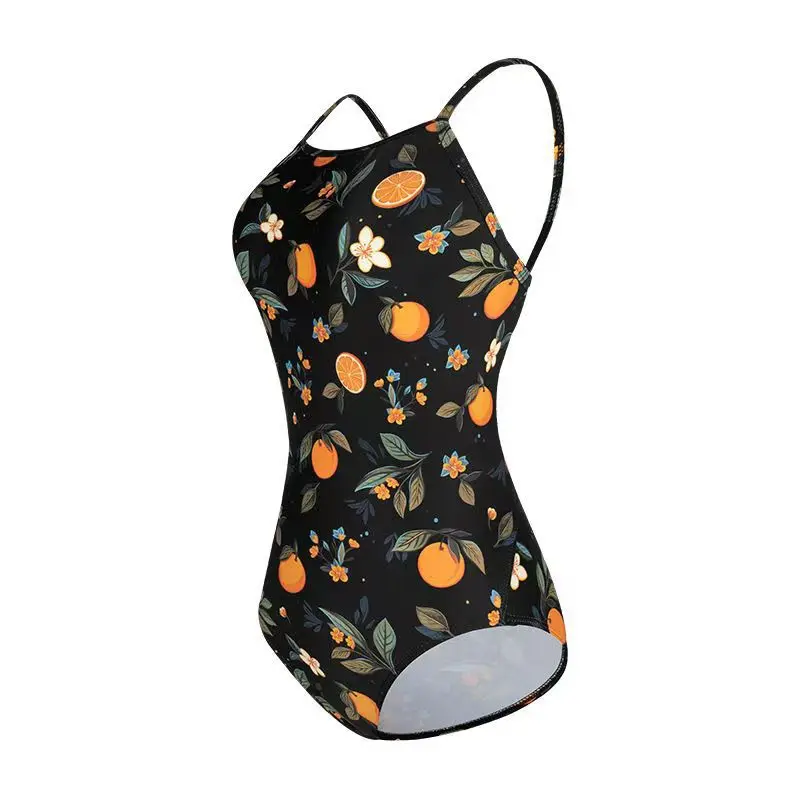 Orange Blossom New Mid To Low Fork Racing Swimsuit for Women's Swimming Pool, Designed for One-piece Triangular Swimming