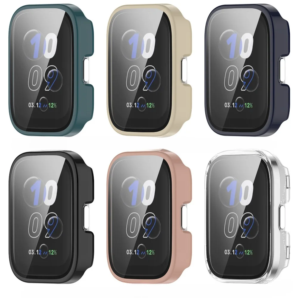 Casing PC + กระจกนิรภัยสำหรับ amazfit bip5สามัคคีฟิล์มกันรอยป้องกันเต็มพื้นที่ของหน้าจอสมาร์ทวอทช์กันชน A2324ผ้าฝ้ายทำความสะอาด