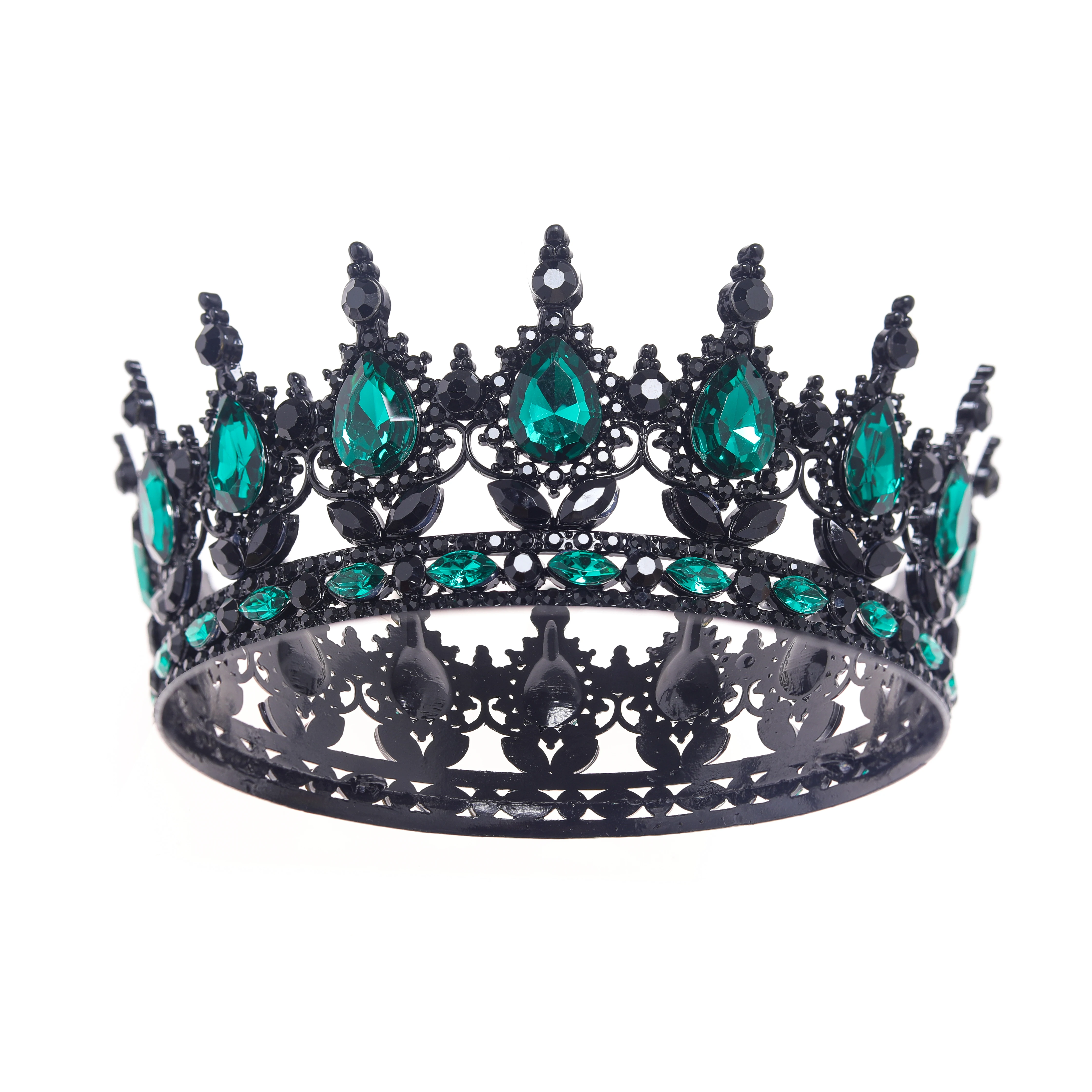 Black Crystal Tiaras and Crowns Queen Princess Pageant Diadem Women Girl Hair Ornaments Bridal Wedding Hair Jewelry Accessories