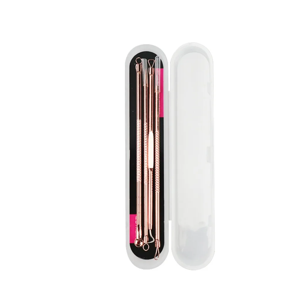 Outil de soins du visage, nettoyeur en profondeur, Salon de beauté, dissolvant de boutons, pincettes pour points noirs, aiguille d'acné, Kit d'outils pour enlever les points noirs 4x