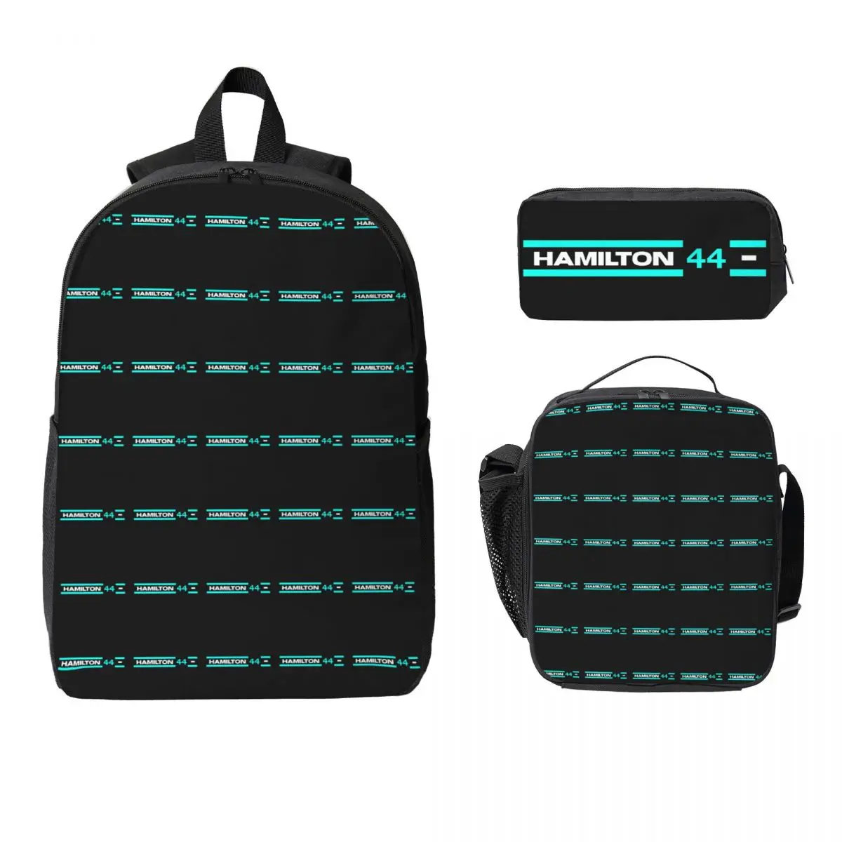 Lewis Hamilton Backpack Student Boys Girls BookBag School Bag Laptop Shoulder Bags 3ps Insulated Lunch Bag Pencil Case