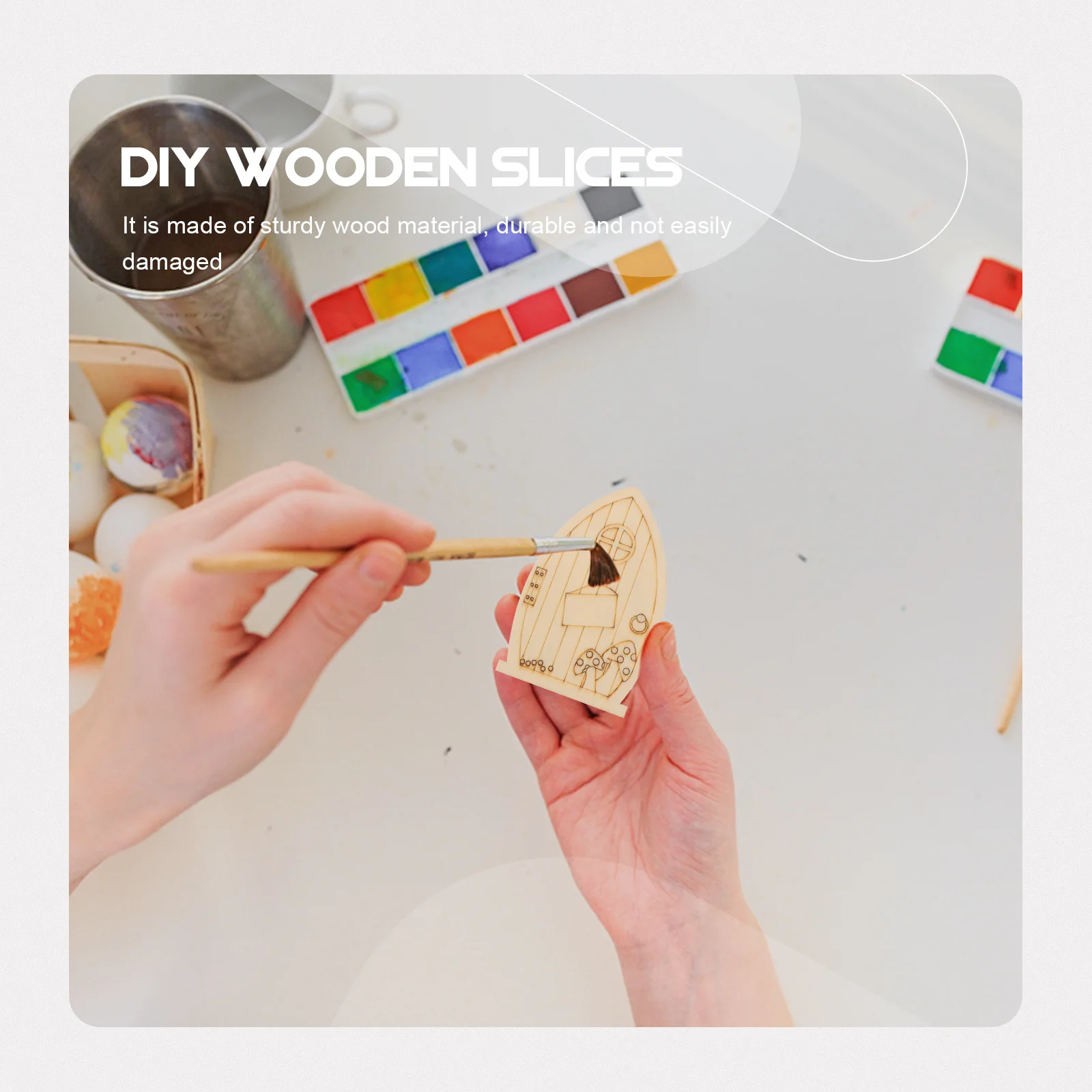 

48pcs Wooden Garden Doors Diy Unfinished Fairy House Door Chips For Kids Painting Wood Slices Craft Graffiti Supply Handicraft