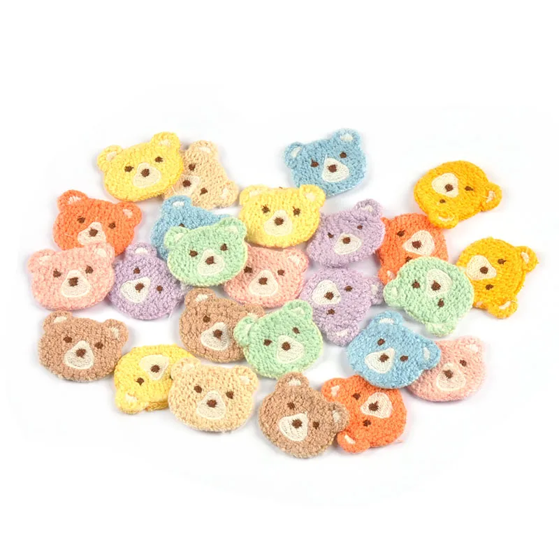 10pcs 3.7x3.4cm Multicolor Cute Bear Embroidery Patches Sewing Kid Bags Clothes Accessories DIY Hairpin Appliques Handmade Decor