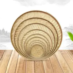 New Arrival Fruit Bread Basket Fruit Bread Basket Weaving Bamboo Sieve DIY Decorative Storage Trays Raft Round Dustpan