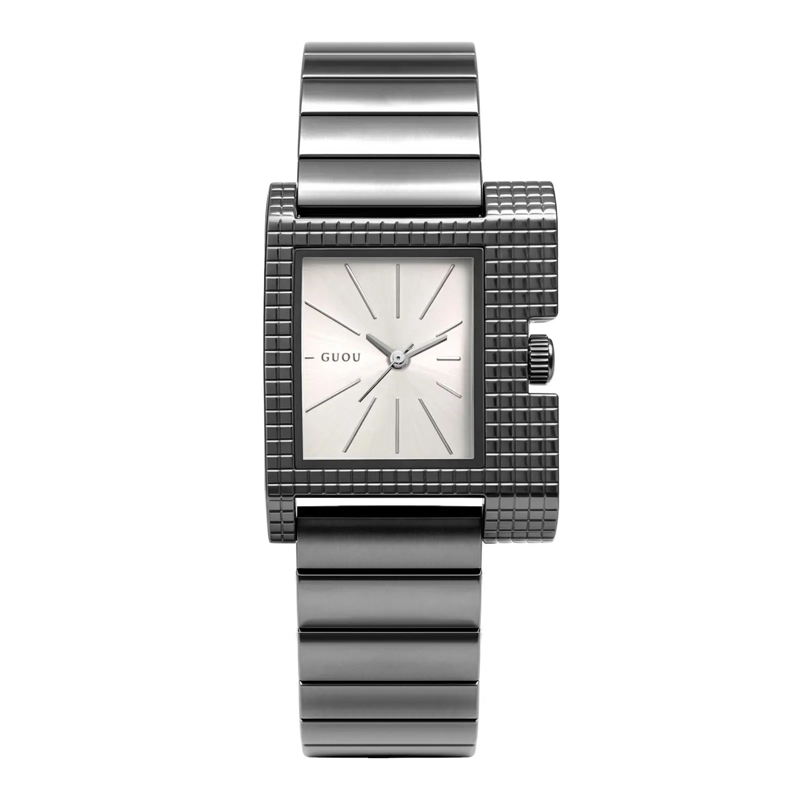 Women's New Fashion Square Quartz Watch with Steel Strap and Waterproof Pin Buckle Wristwatch