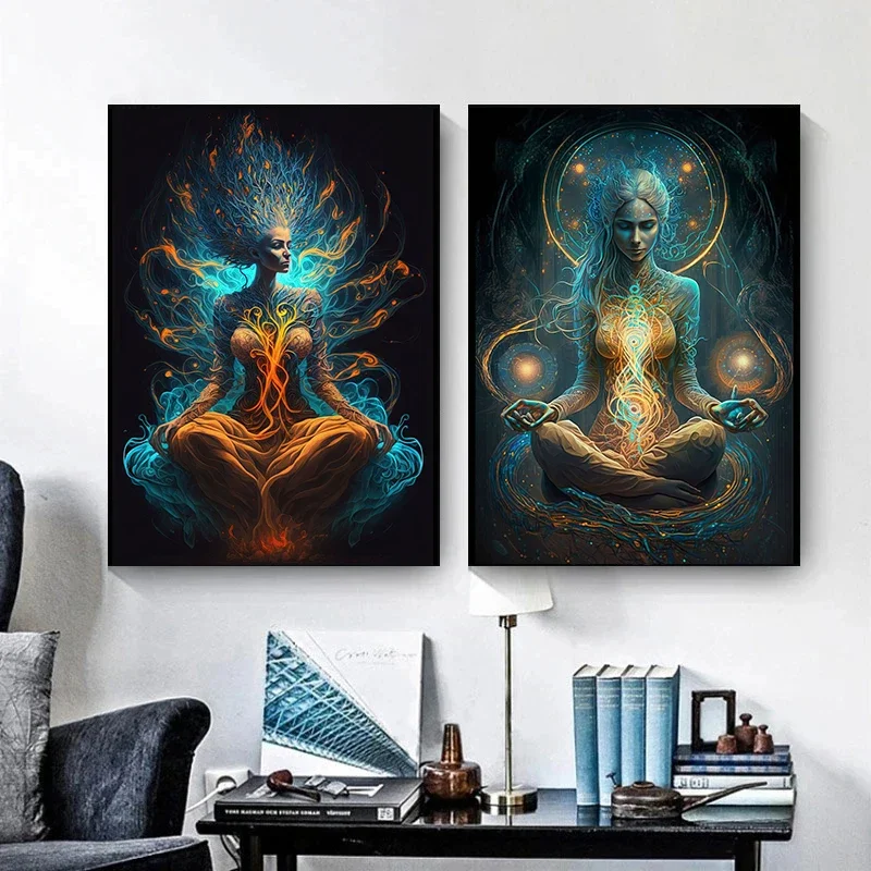 Multiple sizes 1pc frameless Canvas Painting,Women From Dmt Realm Graceful Meditation Canvas Painting Posters and Prints Living