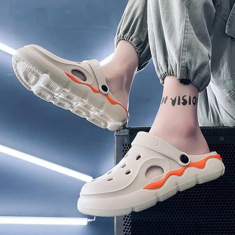 

Мягкие мужские сандалии с отверстием, 2025 стилей, новая мода, распродажа, дизайн, роскошные дизайнерские уличные 39, удобная повседневная обувь для мужчин