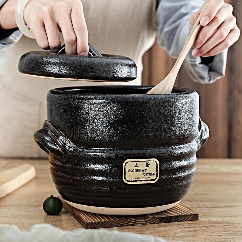 Sunken Pot Lid Braised Rice Pot High Temperature Stew Pot, Wangu Make Soup and Porridge Casserole Clay Pot for Cooking