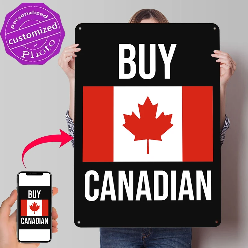 Buy Canadian Flag Design Maple Leaf Metal Poster Customized Wall Art Retro Vintage Metal Signs for Man Cave House Decor Room