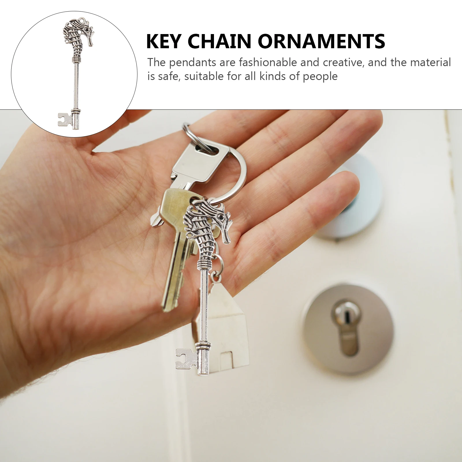 

5 Pcs Seahorse Key Pendant Alloy Charm Accessories Necklace Bracelet Decoration Creative Fashion Jewelry Party Festival