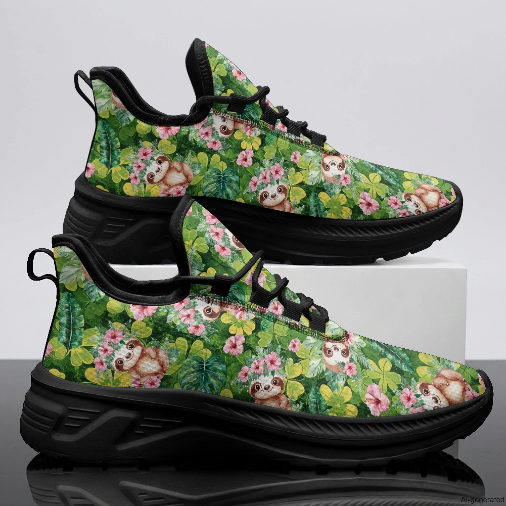 XIXIRIMIDO Womens Walking Shoes Nurse Shoes Nurse Sneakers Sloth Print Tenis Masculino De Corrida Barefoot Shoes 35-48