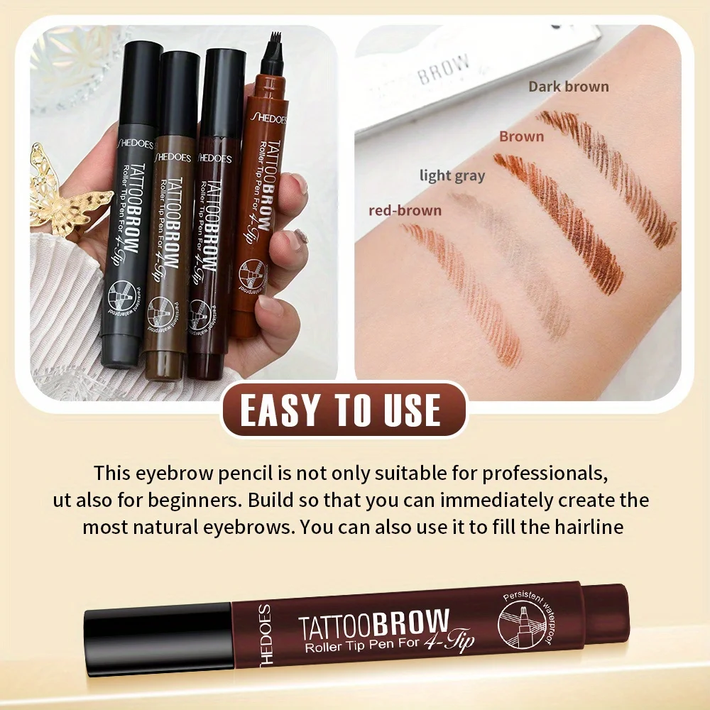 لحية بأربعة محاور، فرشاة، قلم حواجب، ثنائي الغرض مقاوم للماء والعرق، سريع الجفاف في ثانية واحدة