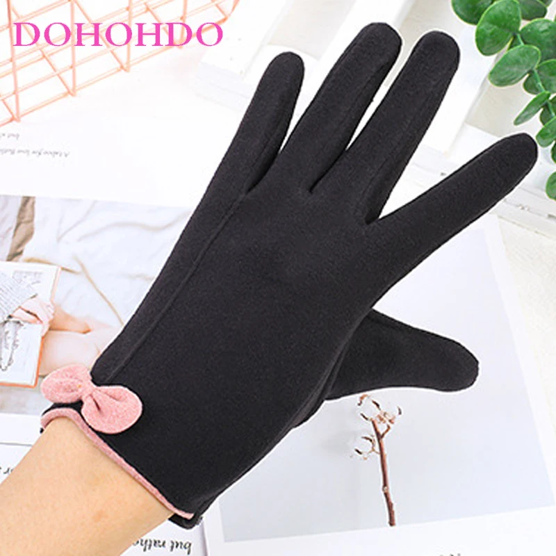 Velvet Heating Touch Screen Black Gloves Women Warm Autumn Winter Plus Velvet Fashion Riding Windproof Motorcycle Gloves Guantes