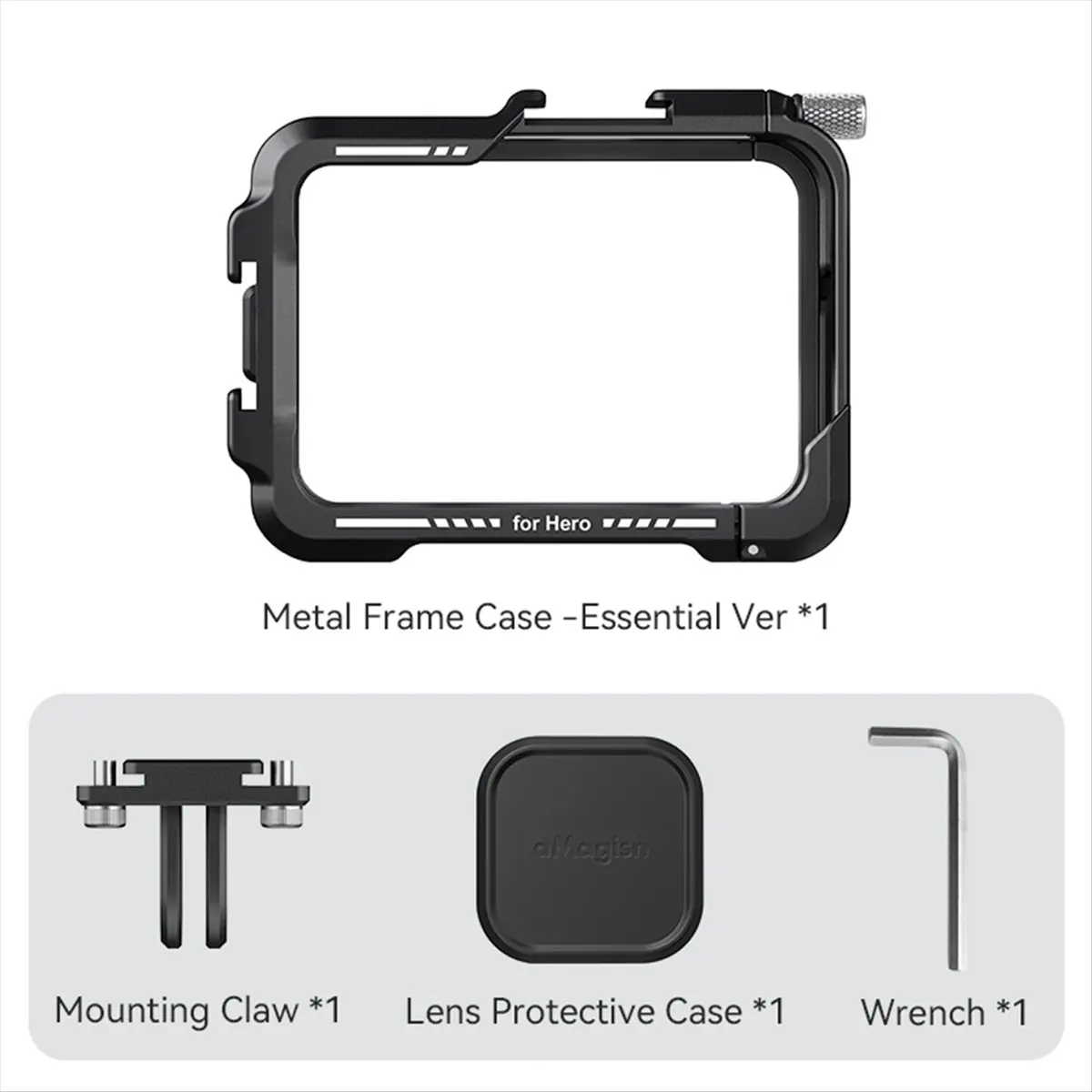 

Металлический защитный кейс A23G AMAGISN Camera Metal Rabbit Cage с холодным креплением и силиконовой крышкой для объектива для GoPro Hero 13/12/11/10/9