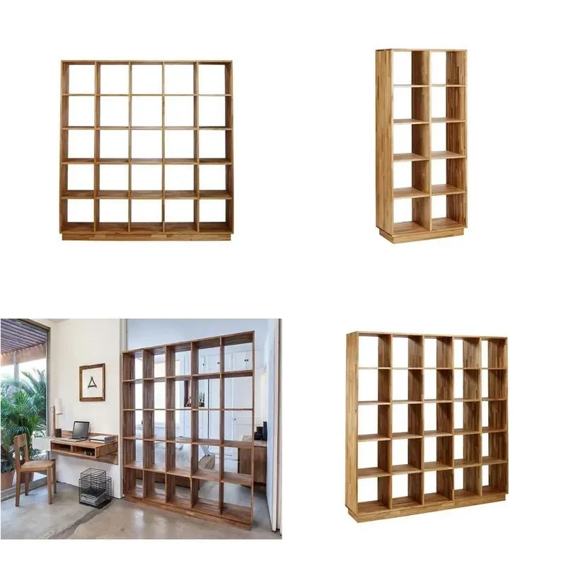 Solid Wood Oak Display Case Bookcase Wooden Shelf for Library Household Use