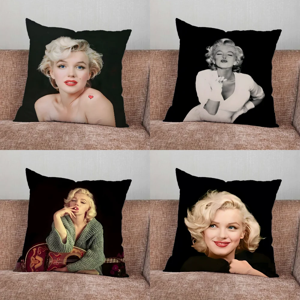 M-Marilyn Model M-Monroe Pillow Case For Home Bedroom Car Office Decoration Living Room Sofa Cushion Cover Suitable