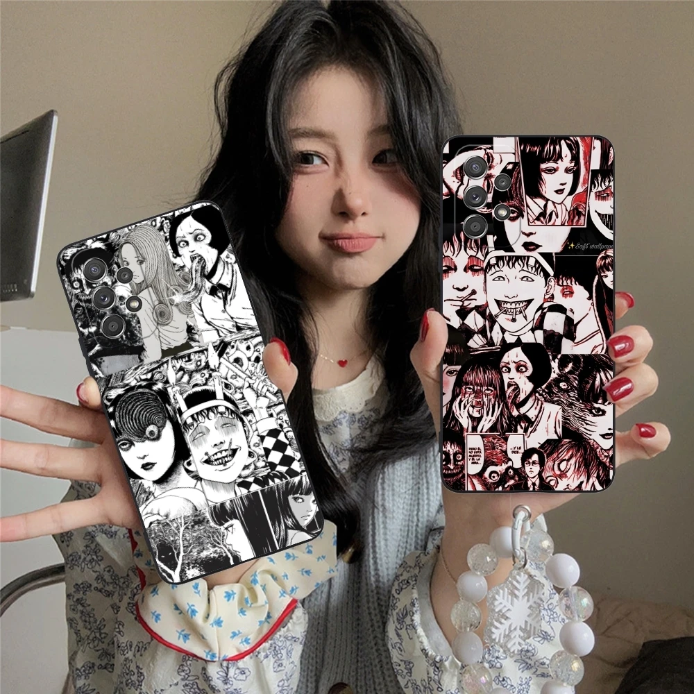 Junji Ito Cool Souichi Mobile Cell Phone Case for Samsung Galaxy A91 73 71 70 54 53 52 34 24 23 21 S 5G Black Phone Cover Shell