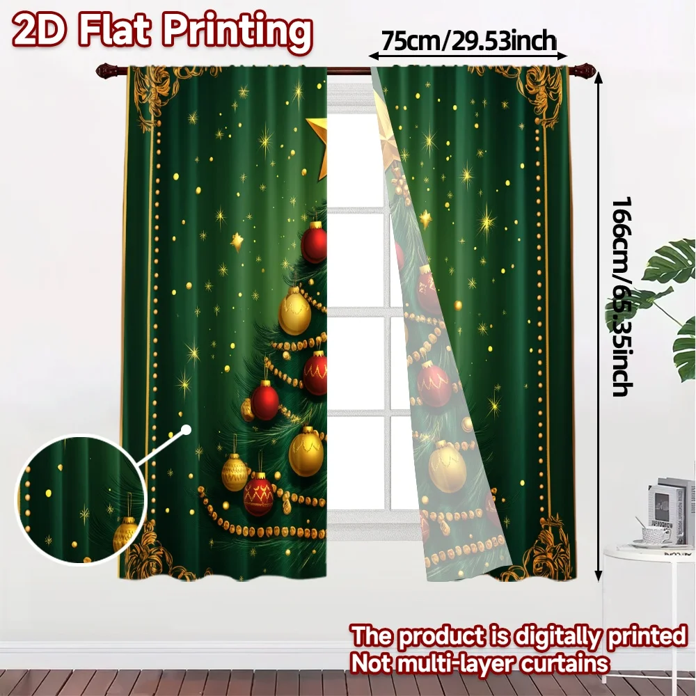 2pcs,Curtains Christmas Tree Ornaments Stars_b Popular Curtains&Window Treatment Machine Washable Fabric Curtains Art Deco