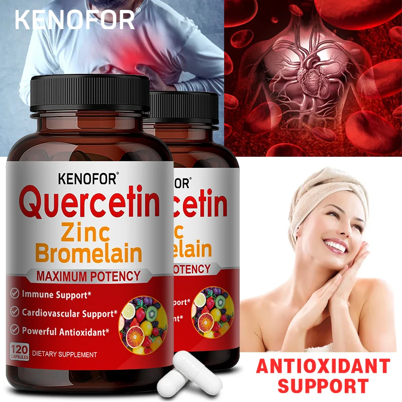 

Premium High Purity Quercetin Zinc & Bromelain Capsules Maximum Potency Enhances Overall Health Strength & Energy Immune Support