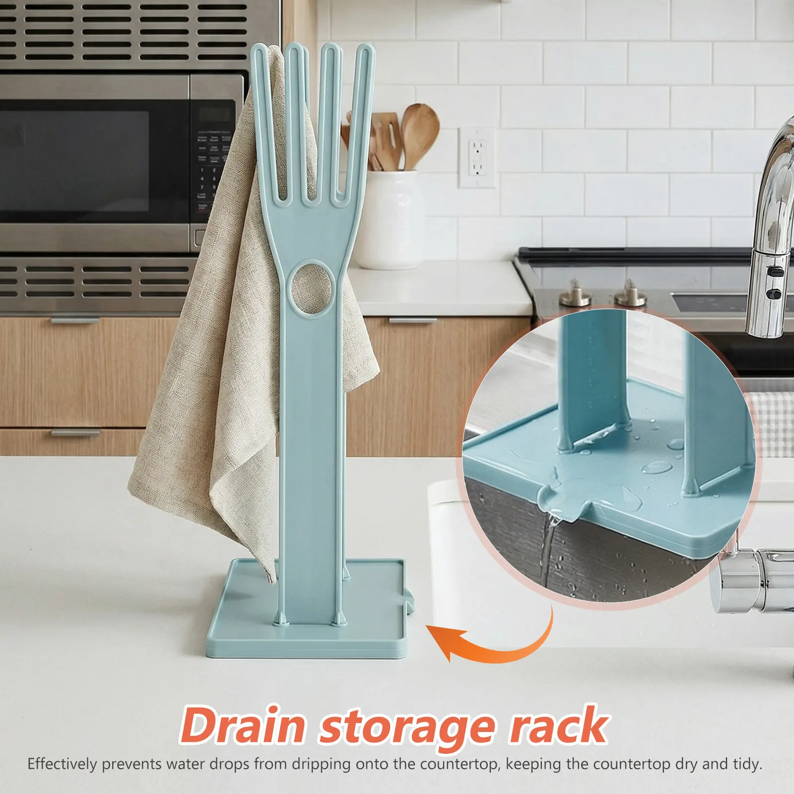 Kitchen Glove Holder 2 Piece ABS Countertop Drying Rack Organizer for Reusable Gloves Home Storage