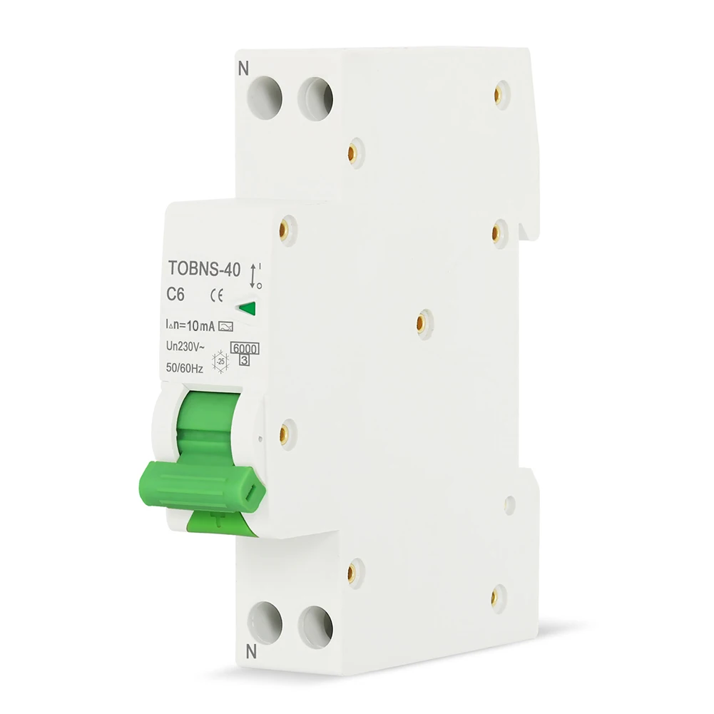 1 disyuntor 6A 16A 20A 32A 40A para RCBO 6KA 18mm 10mA para 1P + N disyuntor de fuga con herramientas eléctricas de sobrecorriente