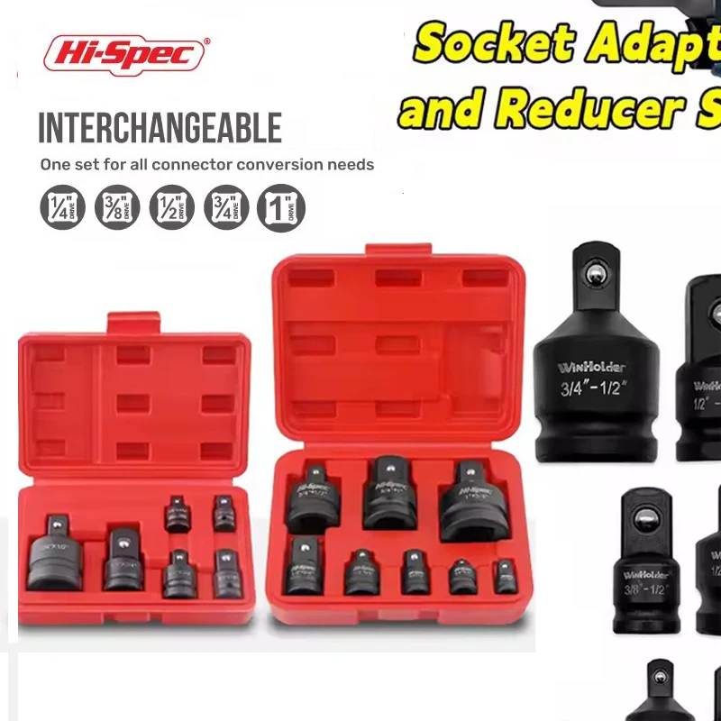 

Hi-Spec 6/8pcs Impact Socket Wrench Adapter Set Long Socket Adapter Torque Wrench Socket Sleeve Drive Adaptor Reducer Tool Kit
