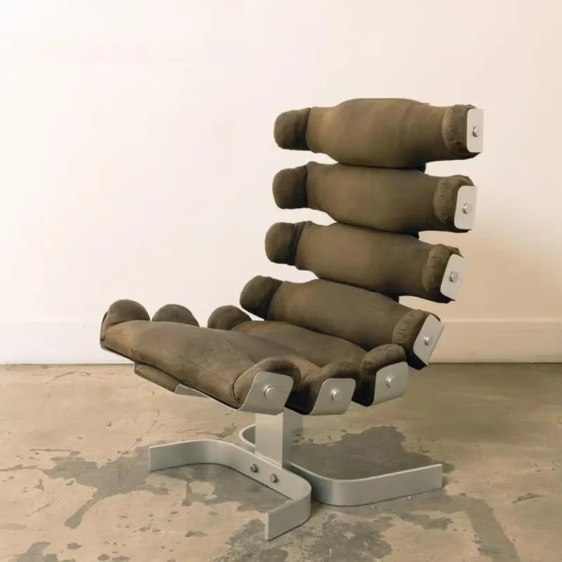 Nordic designer creative stainless steel keel leisure chair hotel model room high-end reception