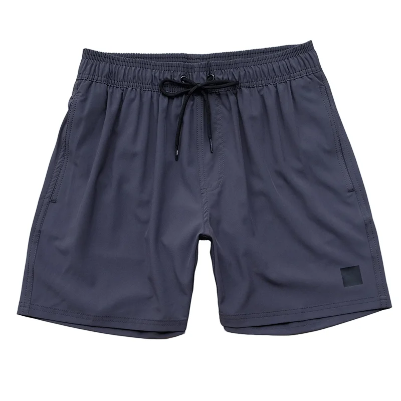 Pantalones cortos de playa para hombre, shorts de natación elásticos impermeables de secado rápido, bolsillo trasero perforado, 4 vías de licra, color sólido, Verano