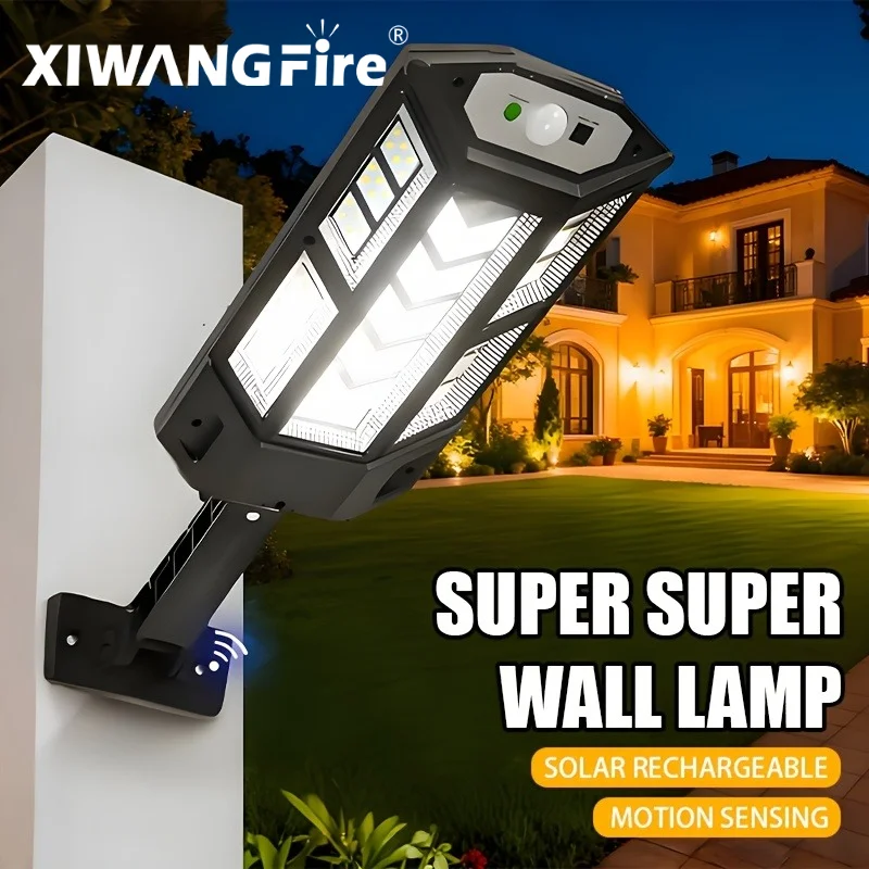 Powerful LED Solar Outdoor Led Courtyard Wall Lamp Rechargeable Human Body Induction Garden Terrace Garage Door Street Lighting
