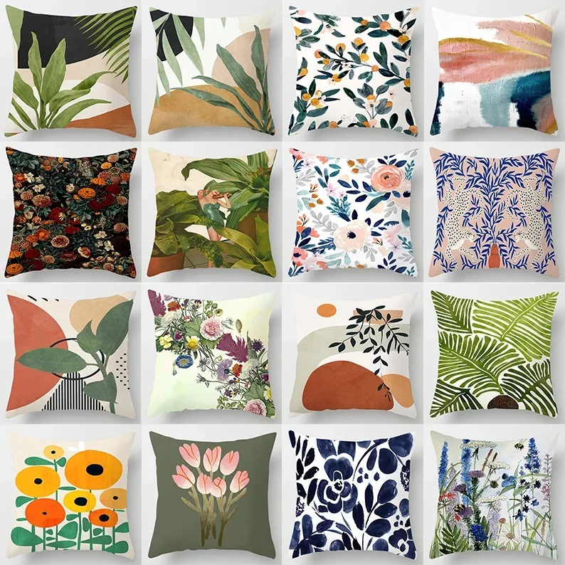 Floral plant patternSeries Pillow Gift Home Office Decoration Pillow Bedroom Sofa Car Cushion Cover