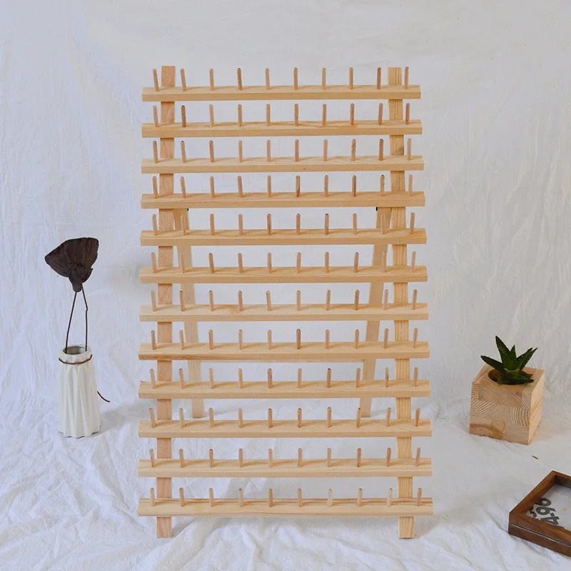 Wooden  Folding Spool Rack Sewing Thread, Wax Thread, Shuttle Core Thread Storage Shelf Wig, Wooden Thread Spool Organizer