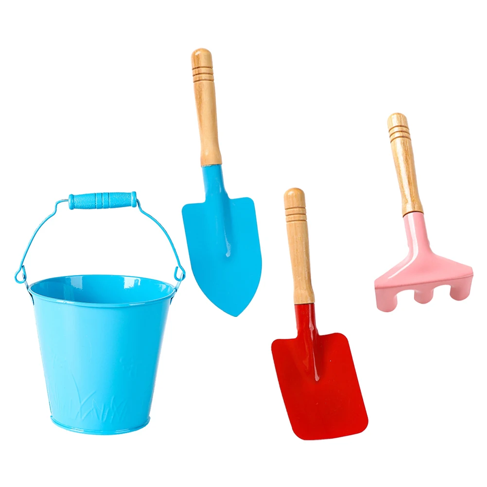 1 set 1 Set Kids Gardening Tools Mini Shovel Rake Hoe Bucket Outdoor Planting For Children Family Garden Yard Sand Beach